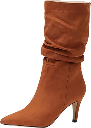 2023 Fall High Heeled Suede Mid Heeled Sexy Pointed Toe Fashion Boots Women's Shoes Glam Boots