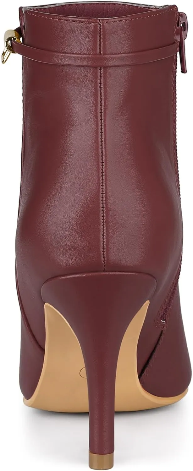 Allegra K Women's Pointy Toe Zipper Stiletto Heel Ankle Boots