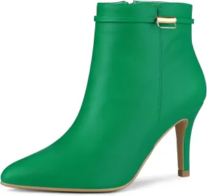 Allegra K Women's Pointy Toe Zipper Stiletto Heel Ankle Boots