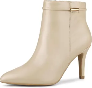 Allegra K Women's Pointy Toe Zipper Stiletto Heel Ankle Boots