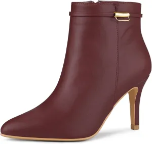 Allegra K Women's Pointy Toe Zipper Stiletto Heel Ankle Boots