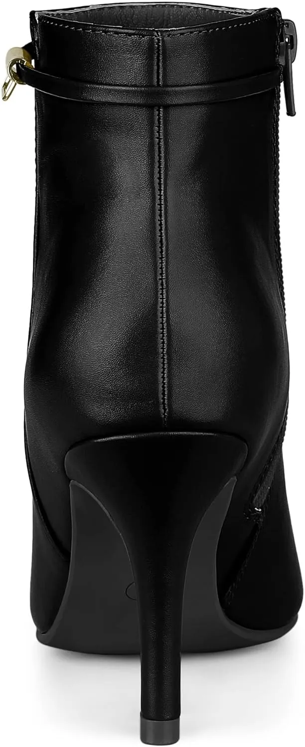 Allegra K Women's Pointy Toe Zipper Stiletto Heel Ankle Boots
