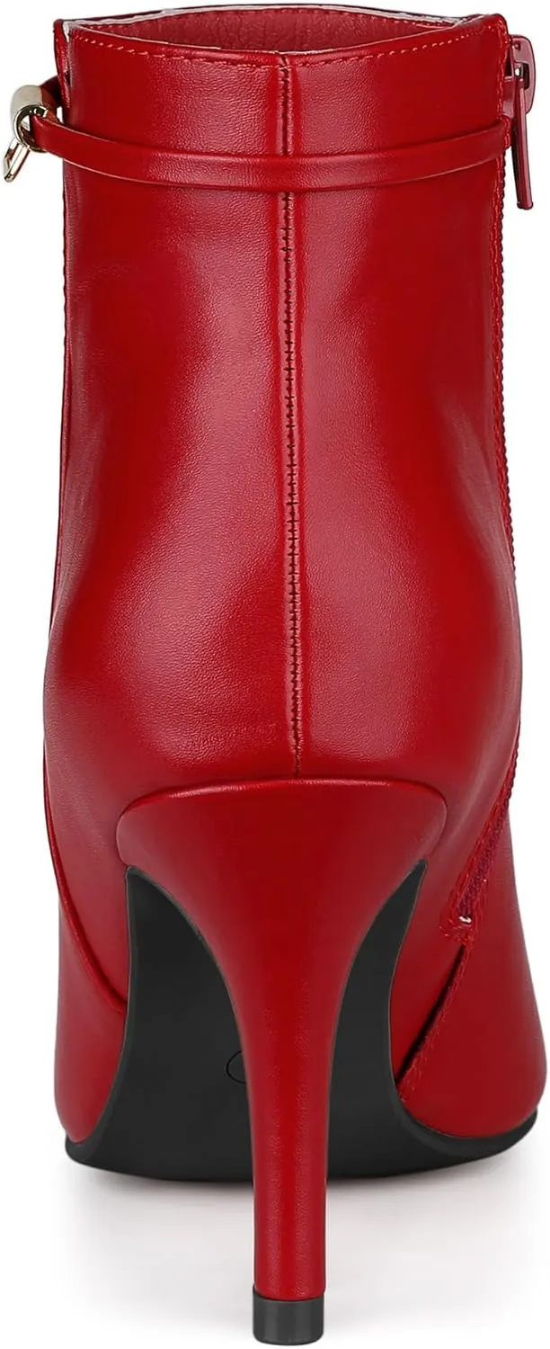 Allegra K Women's Pointy Toe Zipper Stiletto Heel Ankle Boots