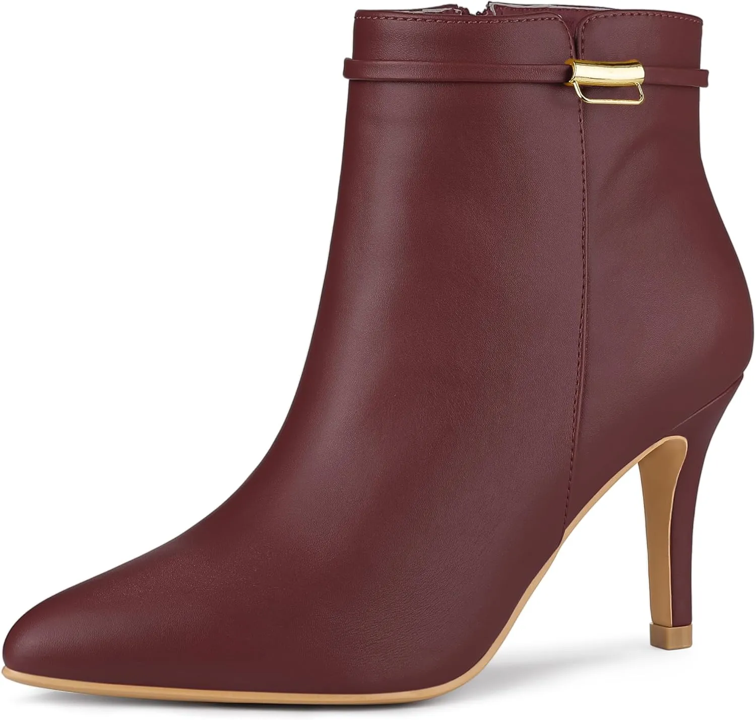Allegra K Women's Pointy Toe Zipper Stiletto Heel Ankle Boots