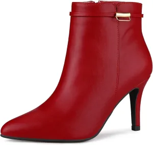 Allegra K Women's Pointy Toe Zipper Stiletto Heel Ankle Boots
