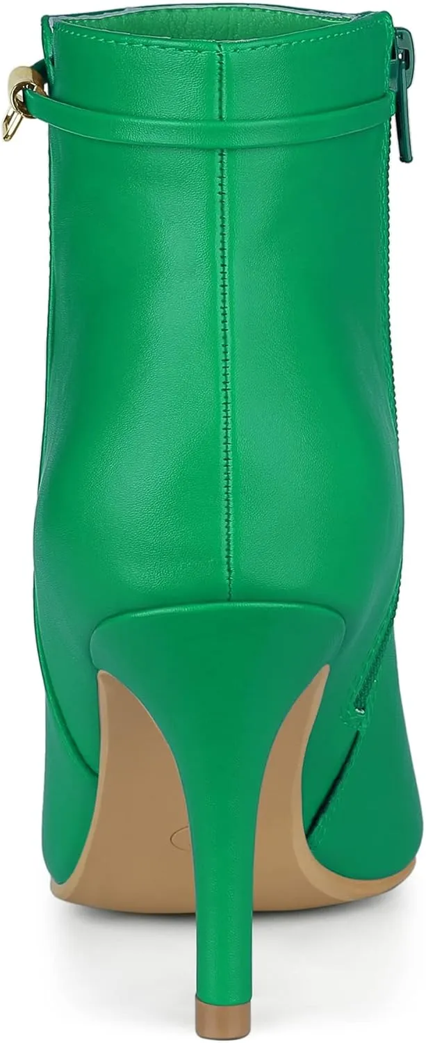 Allegra K Women's Pointy Toe Zipper Stiletto Heel Ankle Boots