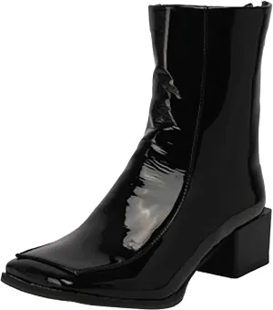 Ankle Boots for Women Chunky Boots for Women Fashion Back Zipper Square Toe Block Heels Korean PU Women Fall Boots