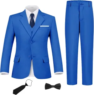 Boys Suit Set Slim Fit Kids Formal Suits Toddler Tuxedo Wedding Prom Classic Suits for Boy Teen Black Blue Dress Outfit