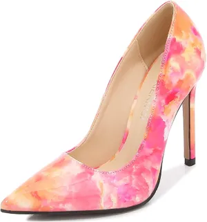 ChaiRong Zhou Women's Fashion Floral Pumps Stiletto Heels Pointed Toe Casual Print Shoes for Evening Party