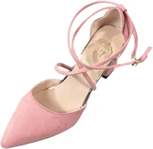 Dress Sandals Women Low Heel Ankle Strappy Closed Toe Elegant Ladies Formal Pumps Summer Work Office Shoes