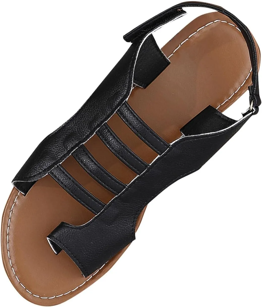 Flat Sandals for Women Dressy Summer Comfortable Ankle Strap Comfort Slip-on Elastic Slingback Light Weight Sandals