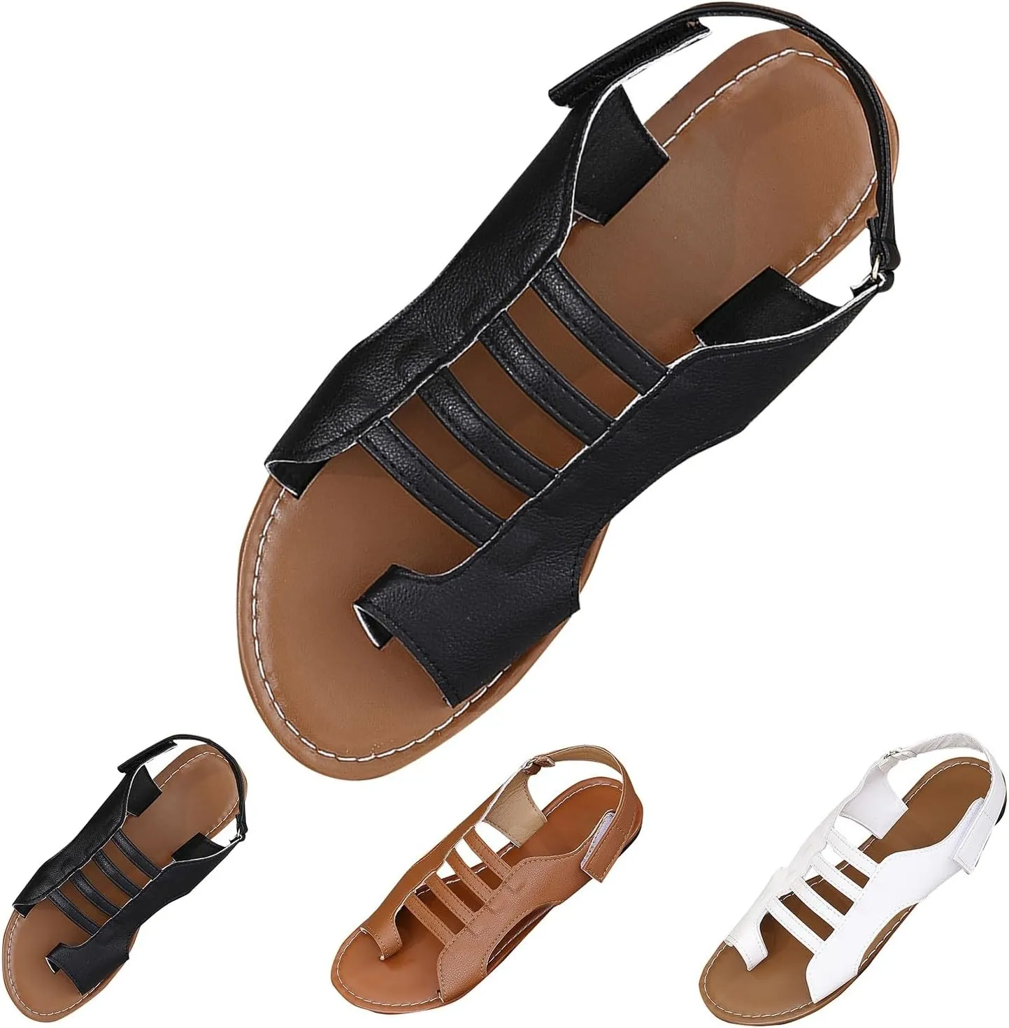 Flat Sandals for Women Dressy Summer Comfortable Ankle Strap Comfort Slip-on Elastic Slingback Light Weight Sandals