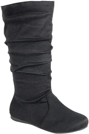 Forever Link Girl's Kid's Round Toe Slouch Flat Heel Mid-Calf Winter Fashion Boots