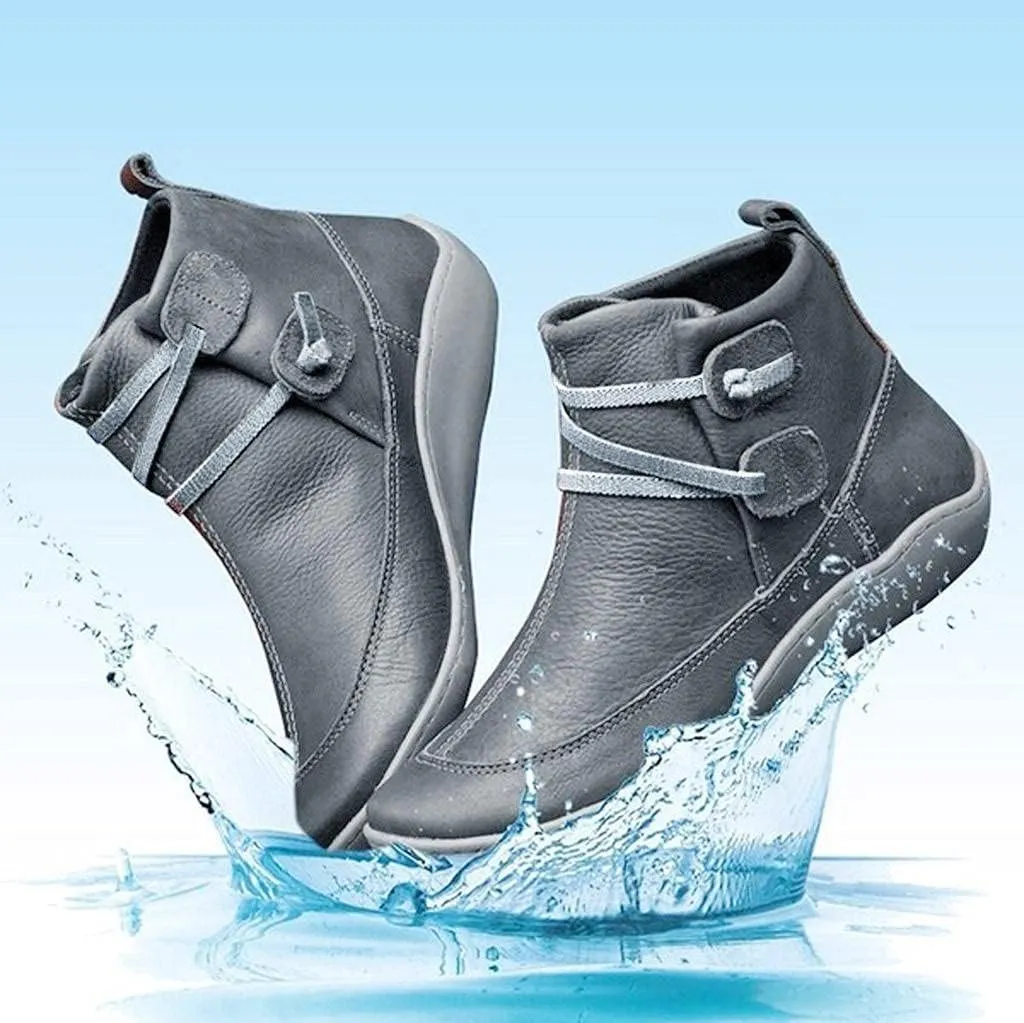 Gibobby Ankle Booties for Women Flat Heel,New Arch Support Ankle Boots Damping Shoes Lace-up Boots Side Zipper Booties