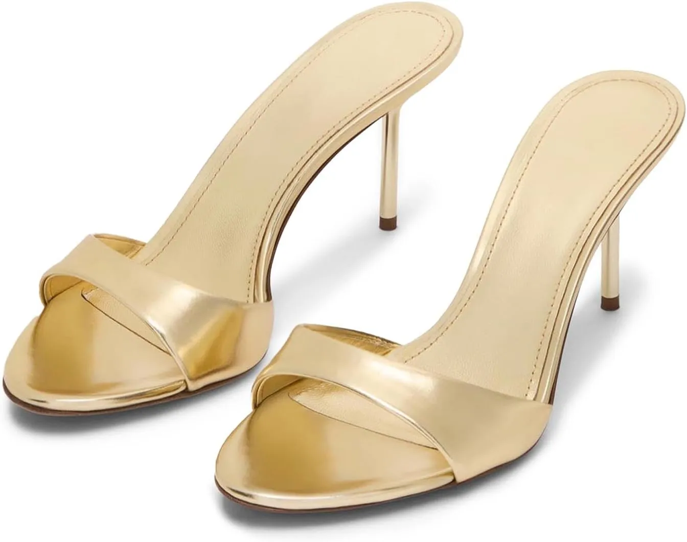 heelchic Womens High Stilettos Heels Slip on Heeled Slides Sandals, Open Pointed Toe Mules for Women Sexy Dress Pumps Prom Dance Shoes