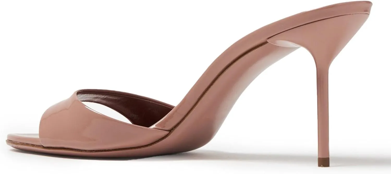 heelchic Womens High Stilettos Heels Slip on Heeled Slides Sandals, Open Pointed Toe Mules for Women Sexy Dress Pumps Prom Dance Shoes