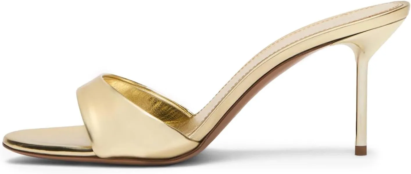 heelchic Womens High Stilettos Heels Slip on Heeled Slides Sandals, Open Pointed Toe Mules for Women Sexy Dress Pumps Prom Dance Shoes