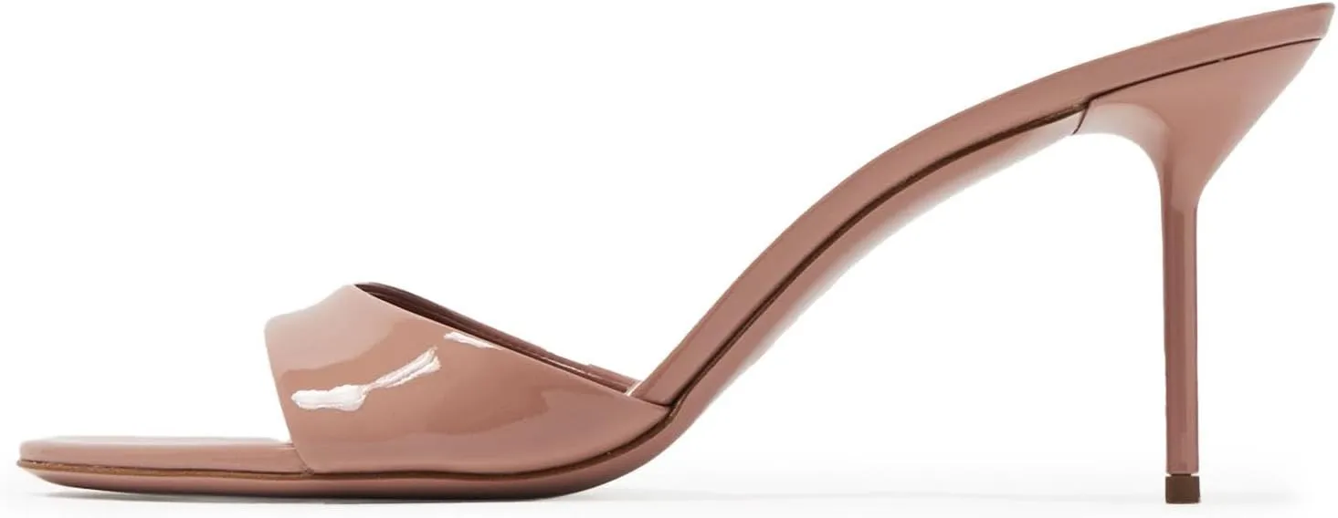 heelchic Womens High Stilettos Heels Slip on Heeled Slides Sandals, Open Pointed Toe Mules for Women Sexy Dress Pumps Prom Dance Shoes