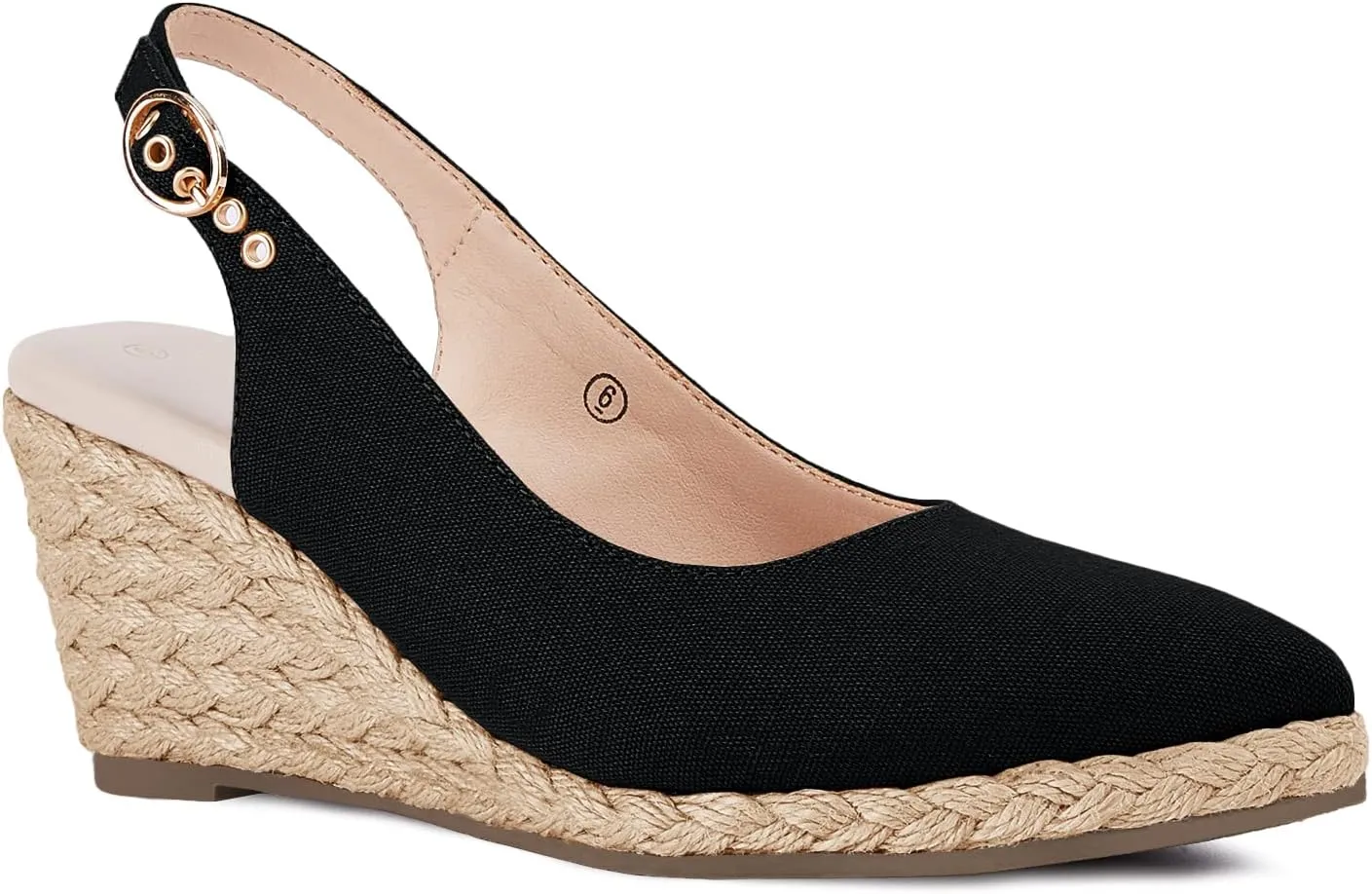 Juliet Holy Womens Wedge Sandals Espadrilles Closed Toe Slingback Buckle Strap Comfortable Casual Summer Platforms, Black, Size 10