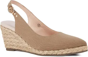 Juliet Holy Womens Wedge Sandals Espadrilles Closed Toe Slingback Buckle Strap Comfortable Casual Summer Platforms, Brown, Size 6