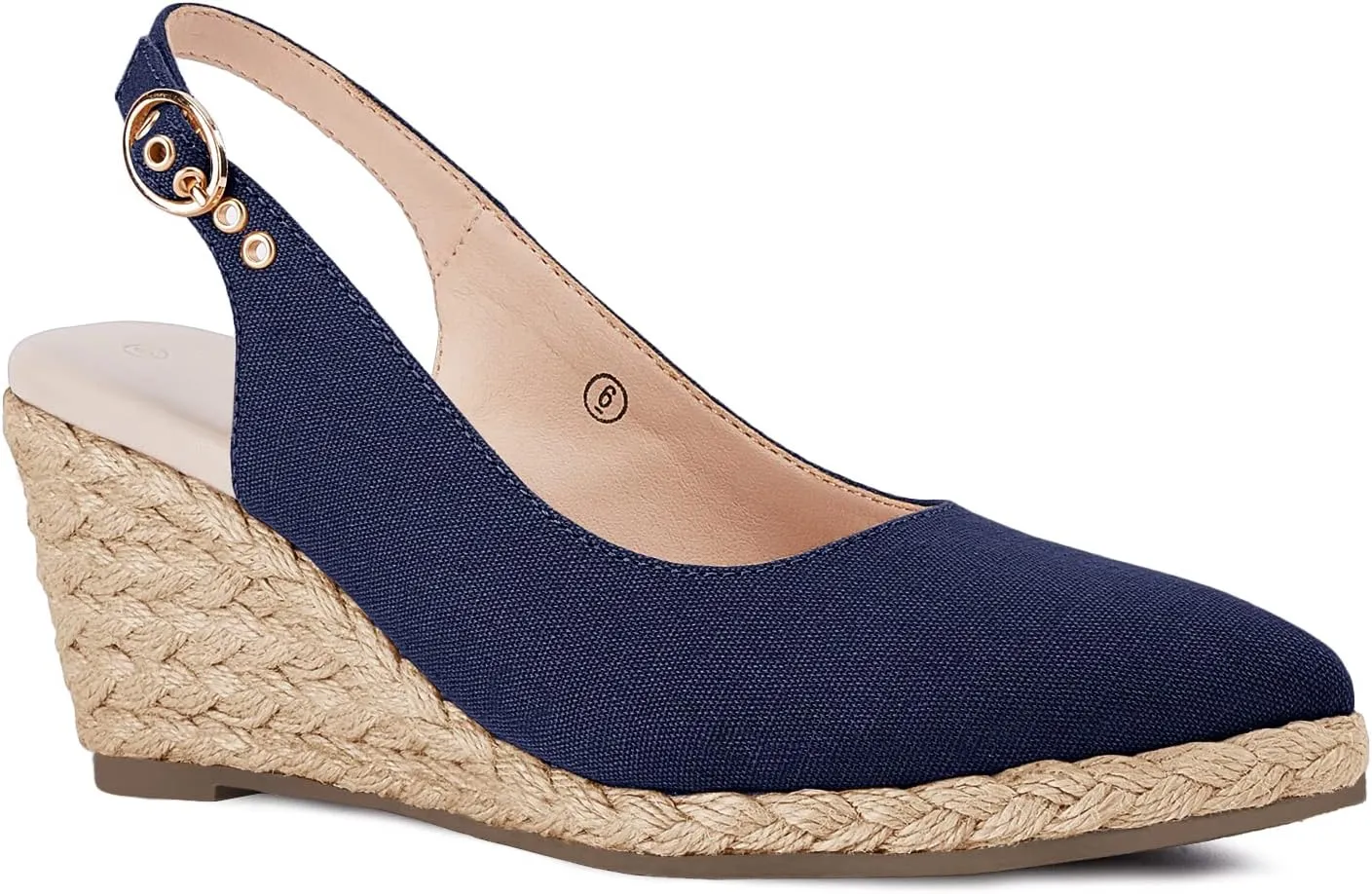 Juliet Holy Womens Wedge Sandals Espadrilles Closed Toe Slingback Buckle Strap Comfortable Casual Summer Platforms, Navy, Size 9.5