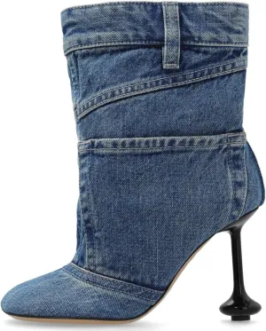 Kluolandi Slouchy Mid Calf Boots for Women with Heel Square Toe Wide Calf Black Boots Fashion Heeled Booties