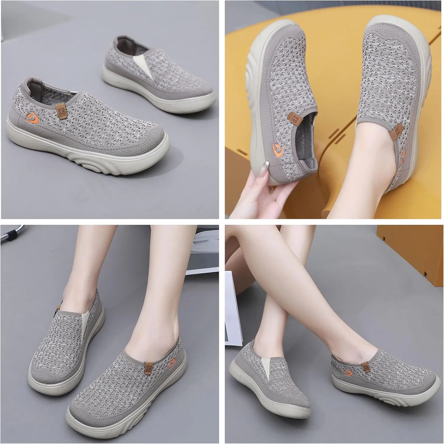 Knit Loafers womenbreathable Woven Walking Slip-on,Driving Foam Shoes, Arch Support, Thick-Soled Wedge Heels, Light and Non-Slip, Wide Foot Shoes
