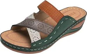 Lausiuoe Orthopedic Sandals For Women Arch Support Orthotic Flip Flops Dressy Summer Flat Feet Wide Width Walk Slippers
