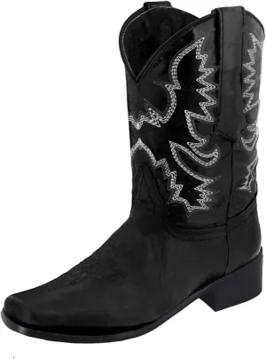 Leather Cowboy Boots for Women Cowgirl Boots Low Heel Womens Western Slip On Round Toe Low heel Western Cowboy Boots