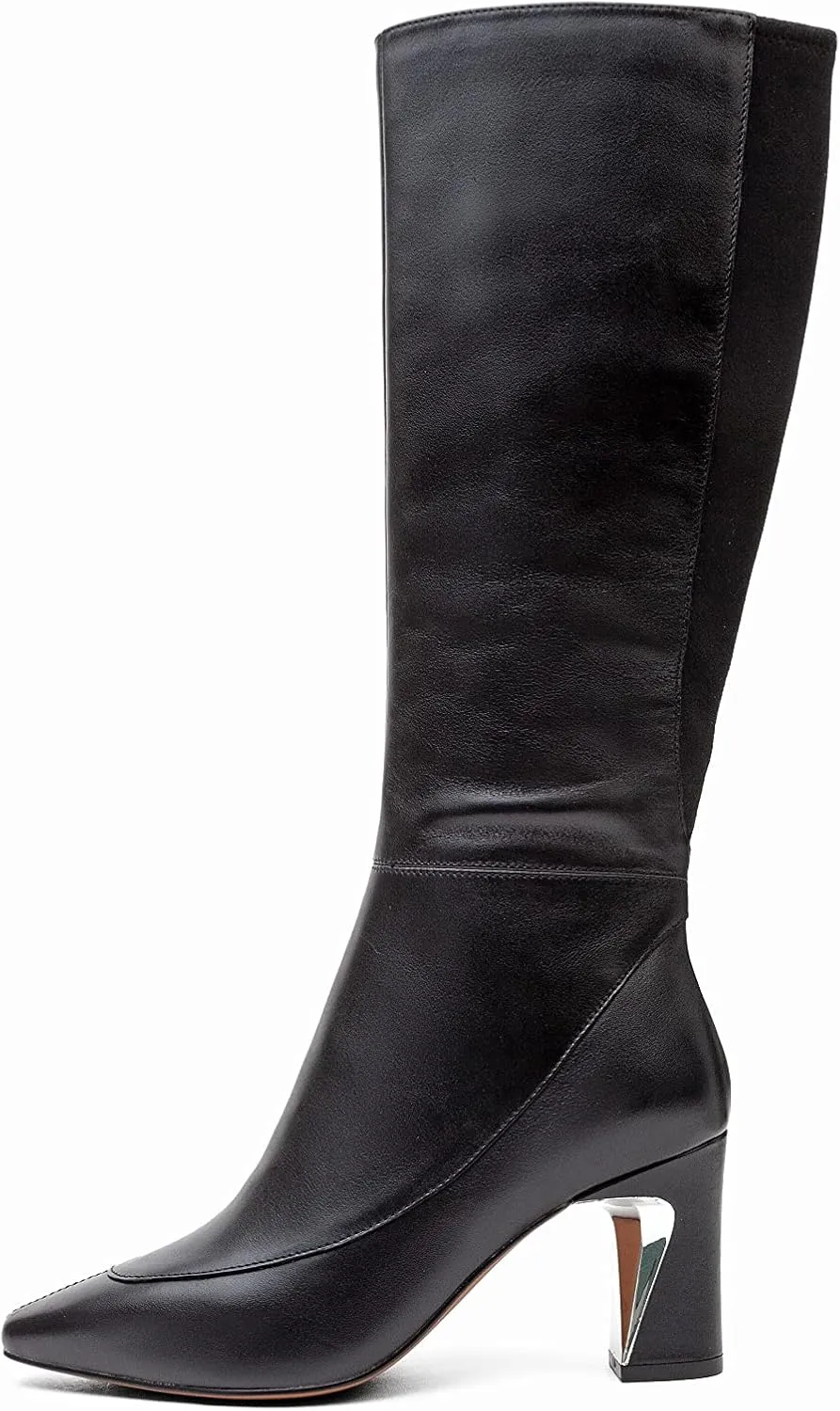 Linea Paolo - Jaime -Womens Mid-Height Heel Knee High Stretch Leather Fashion Boots