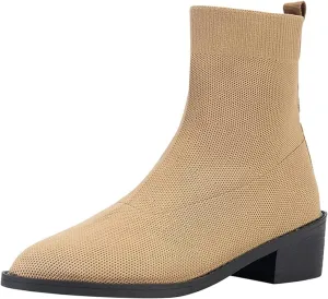 Mid Calf Boots for Women Large Size Suede Boots Women Chunky Heel Leopard Print Side Zipper Women's Short Boots