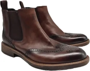 MILDSEVEN Men's Chelsea Boots Leather Round Toe Party Fashion Minimalist Casual Shoes Slip on Vintage Black Brogue Breathable Ankle Boots