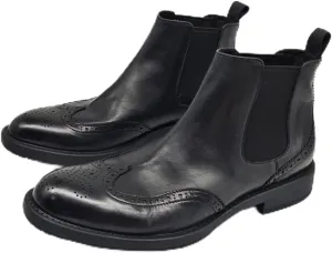 MILDSEVEN Men's Chelsea Boots Leather Round Toe Party Fashion Minimalist Casual Shoes Slip on Vintage Black Brogue Breathable Ankle Boots