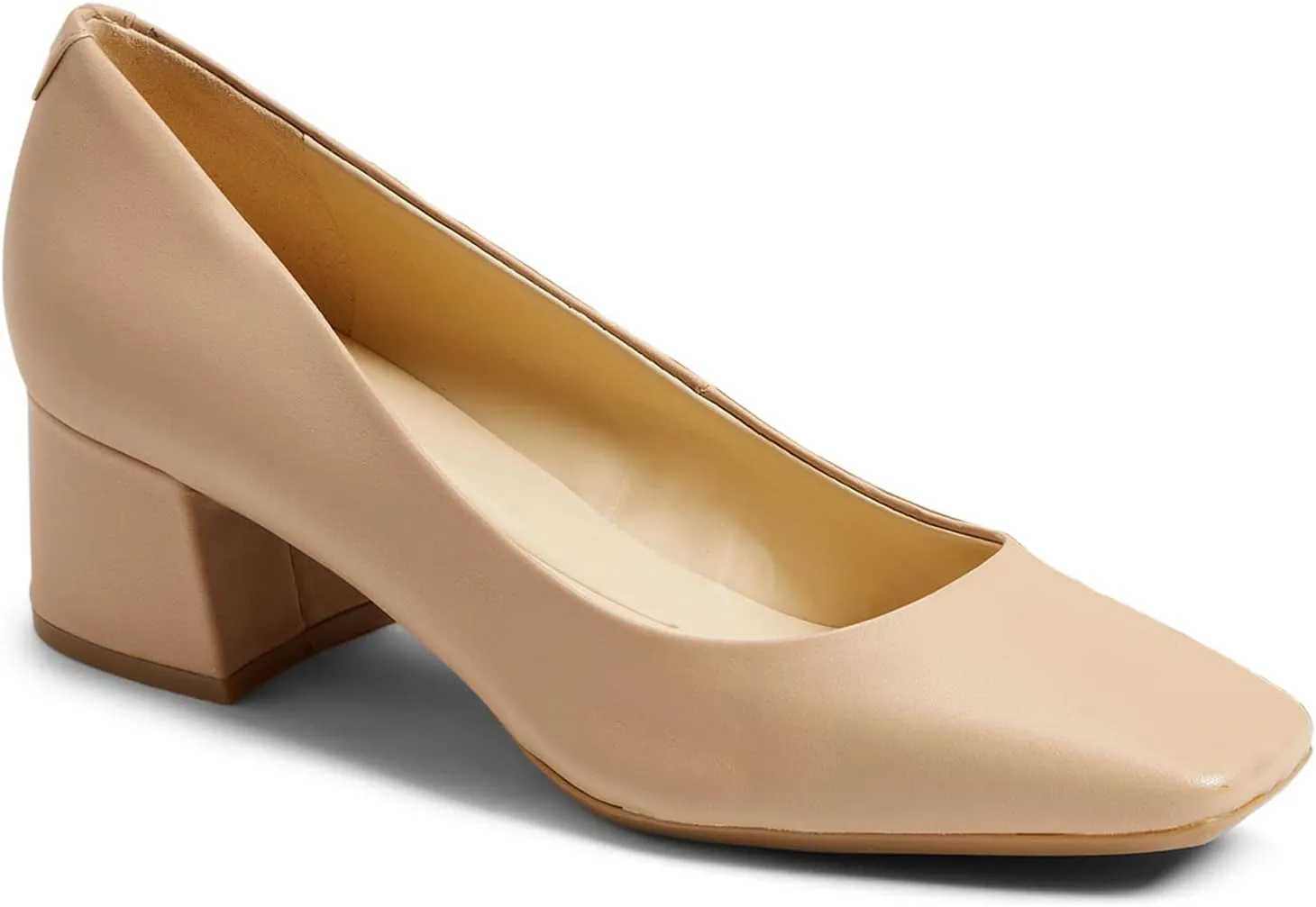 MOOMMO Low Chunky Block Heels Pumps for Women Comfortable Square Closed Toe Slip On Dress Shoes Matte Leather 2 Inch Low Heels Classic Wedding Bridal Office Work Pump Shoes Formal Casual 4-11 M US