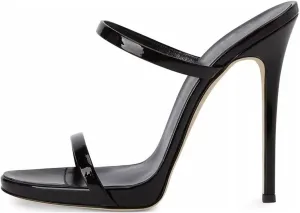 Sexy Open Toe women's sandals Platform Stiletto orange heels Silver Women Two Straps Mules Slip on Slingback Party Prom Evening Dance Shoes