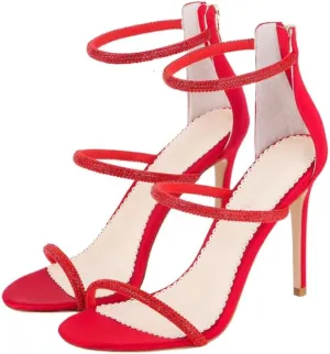 sexytag Rhinestone Heels Ankle Strap Crystal Strappy Sandals Sparkly Stiletto Heels