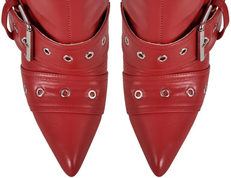 sexytag Thigh High Multi-buckle Wide Calf Boots Stiletto Heel Over the Knee Boots