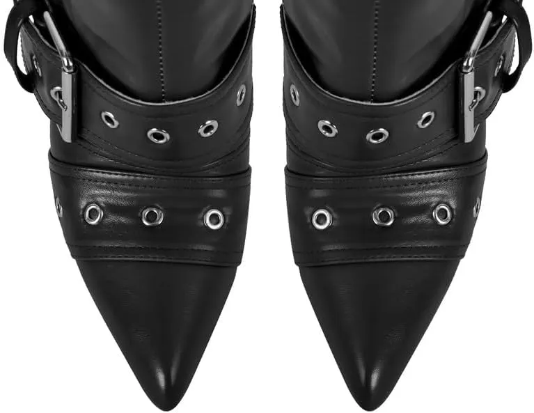 sexytag Thigh High Multi-buckle Wide Calf Boots Stiletto Heel Over the Knee Boots