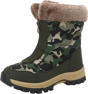 Snow Boots for Women Winter High-Top Large Size Cotton Shoes Thickened Long Hair Velvet Warm Mid-Calf Snow Boots