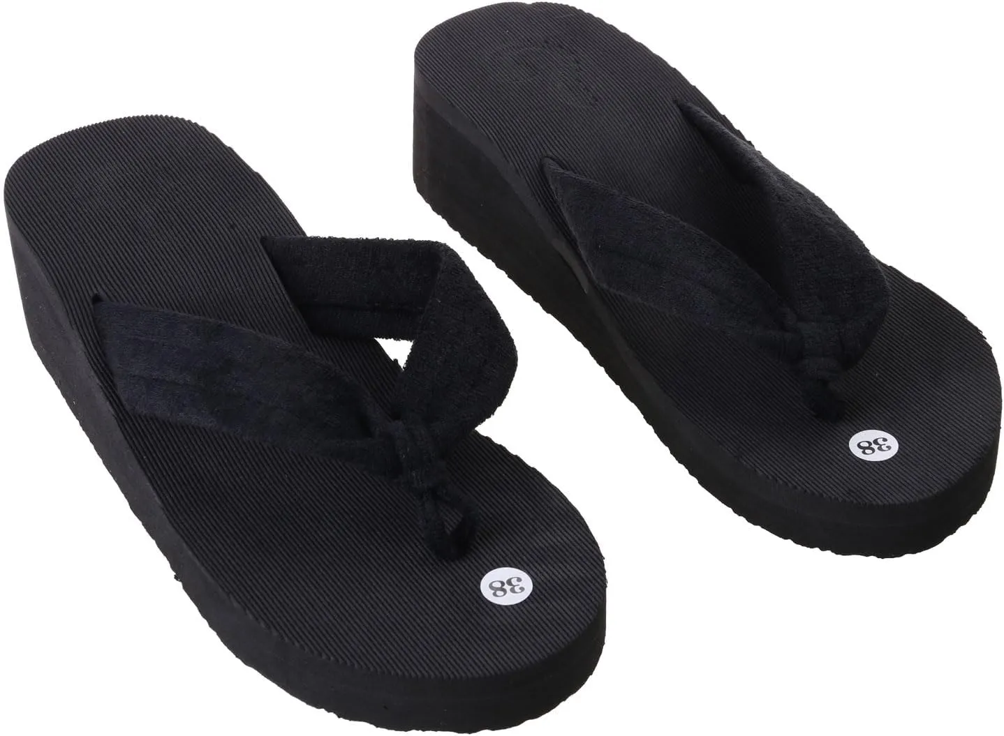 Soft Women Wedge Sandals Thong Flip Flops Platform Slippers Beach Black