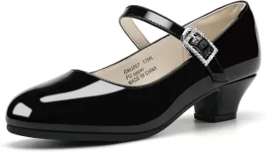 Stelle Girls Glossy Dress Shoes Mary Jane Heels Party Wedding Princess School Uniform Shoes for Kids and Toddlers