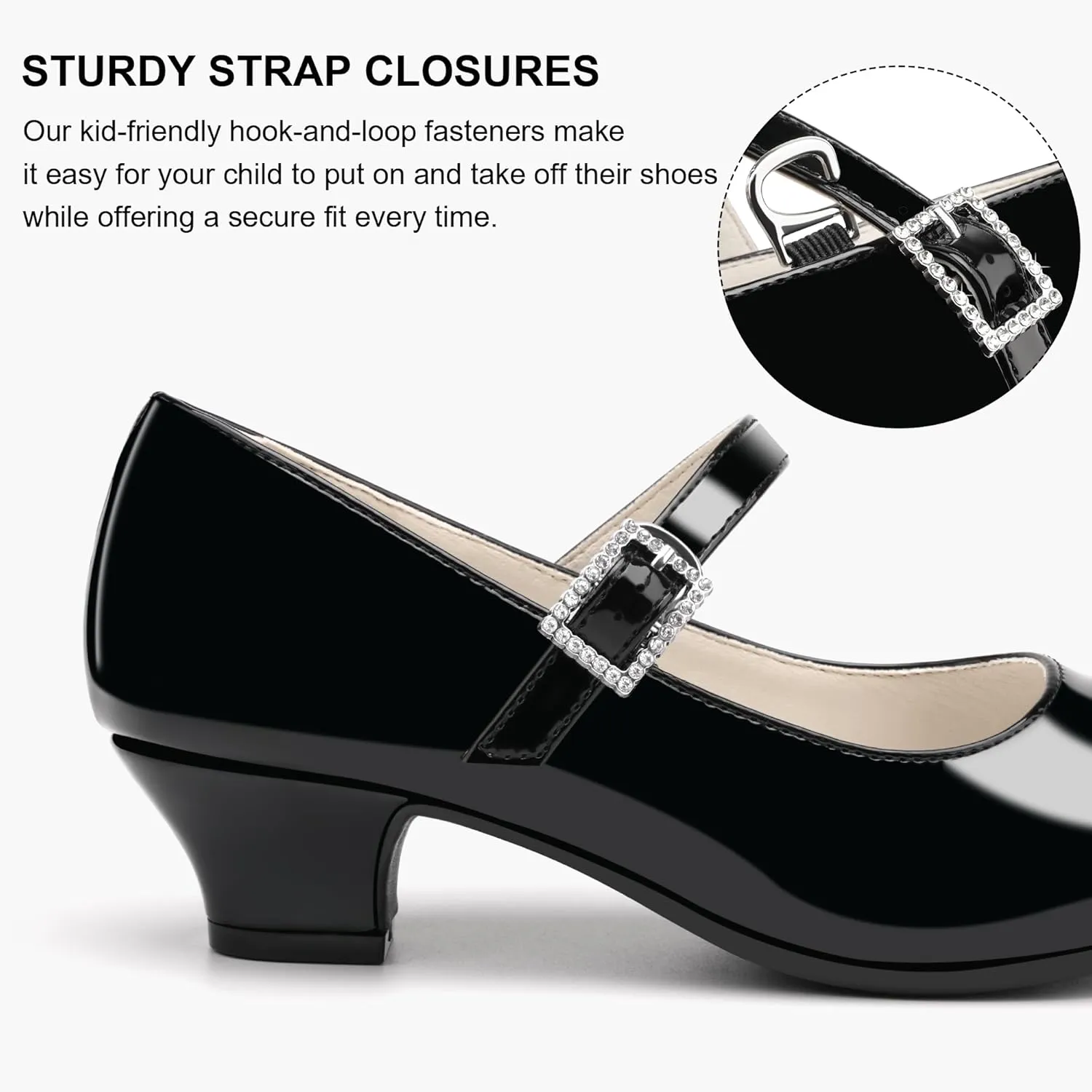 Stelle Girls Glossy Dress Shoes Mary Jane Heels Party Wedding Princess School Uniform Shoes for Kids and Toddlers