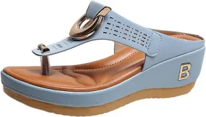 SuanlaTDS Platform Flip Flops for Women Wedge Slip on Slides Sandals with Arch Support Open Toe Wedges High Heels Elegant Summer Party Beach Outdoor Walking Slippers Orthopedic Sandals