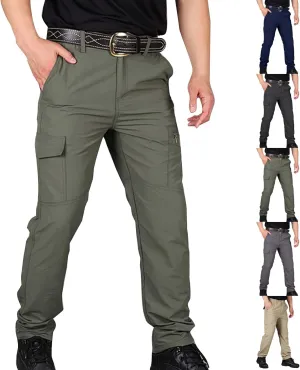 Tactical Pants for Men Slim Fit Waterproof Lightweight Work Cargo Pants Loose Fit Camping Combat Pants with Pockets