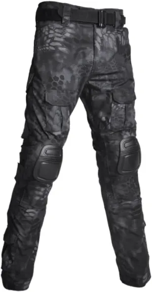 TOMITANY Mens Military Tactical Pants Slim Fit Cargo Camo Pant Waterproof Airsoft Combat Pants with Knee Pads