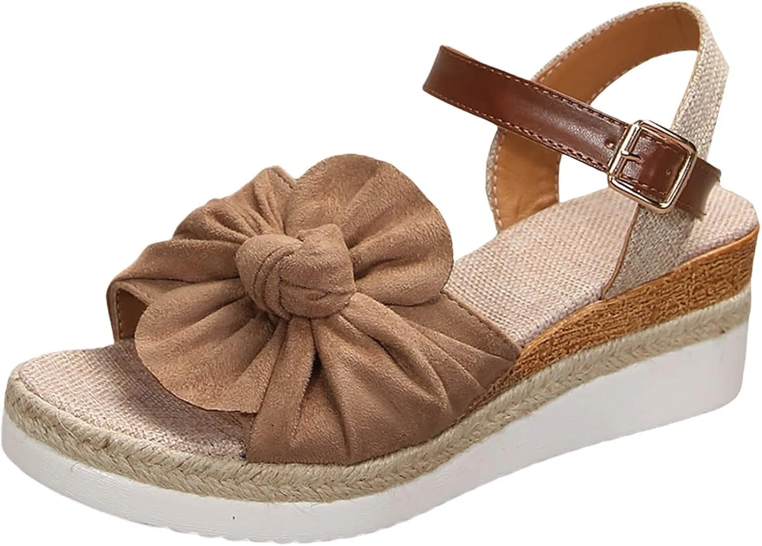 Wedge Sandals for Women Dressy Summer 2025 Espadrille Platform Wedges Heels Strappy Slip on Bow Tie Ankle Strap Flat Open Toe Comfortable Walking Outdoor Beach Shoes Sandalias Ortopédicas Para Mujer