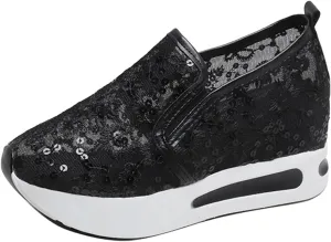 Women Platform Sneakers Wedge Heels of The Comfortable Sneaker Shoes Thick Soled Casual Sports Walking Canvas Shoes Fall Walking Driving Play Sneakers Work Shoes