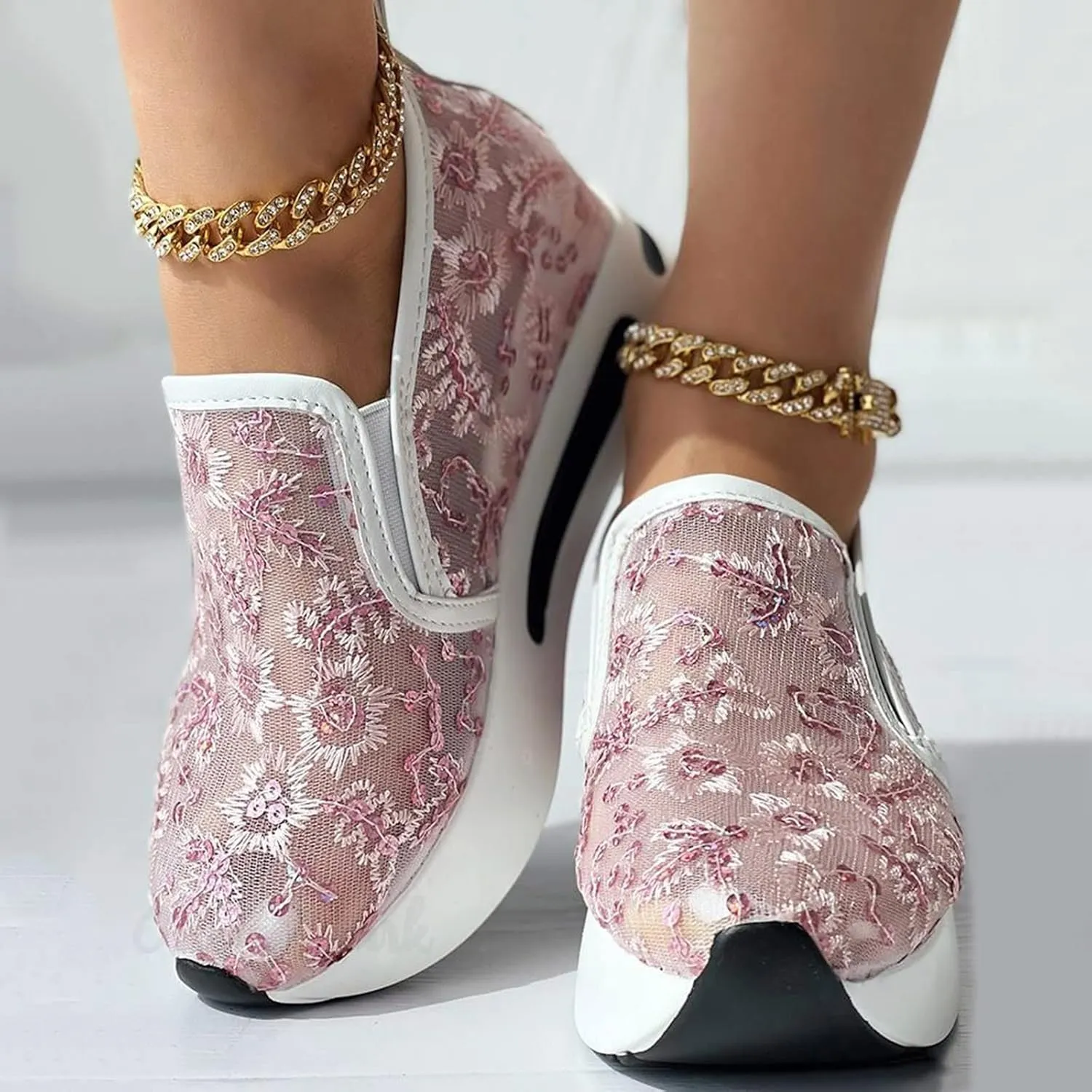 Women Platform Sneakers Wedge Heels of The Comfortable Sneaker Shoes Thick Soled Casual Sports Walking Canvas Shoes Fall Walking Driving Play Sneakers Work Shoes