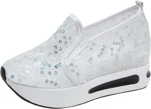 Women Platform Sneakers Wedge Heels of The Comfortable Sneaker Shoes Thick Soled Casual Sports Walking Canvas Shoes Fall Walking Driving Play Sneakers Work Shoes