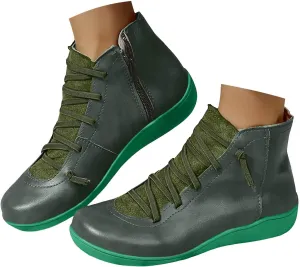 Women's Ankle Boots Cowboy Boots for Women Ankle Booties For Women Vintage Lace Up Slip On Flat Low Heel Short Boots